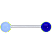 Load image into Gallery viewer, Blue Yellow Beautiful Blues Barbell Tongue Ring
