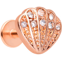 Load image into Gallery viewer, 16G 1/4 Clear Gem Rose Gold Tone Shell Labret Monroe Tragus
