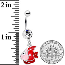 将图片加载到图库查看器，Clear Gem Nautical Angelfish Dangle Belly Ring
