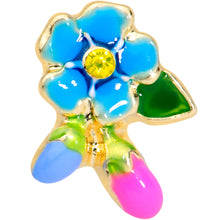 Load image into Gallery viewer, 16G 1/4 Yellow Gem Gold Tone Neon Flower Cartilage Tragus
