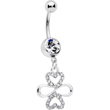 将图片加载到图库查看器，Clear Gem Heart Shamrock St Patricks Day Dangle Belly Ring
