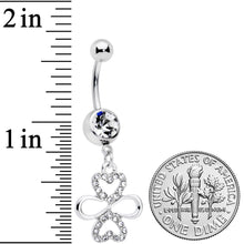 将图片加载到图库查看器，Clear Gem Heart Shamrock St Patricks Day Dangle Belly Ring
