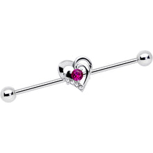 将图片加载到图库查看器，14G Clear Pink Gem Heart Valentines Day Industrial Barbell 38mm
