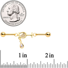 Load image into Gallery viewer, 14G Clear Gem Wineglass Dangle Double Industrial Barbell 38mm
