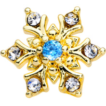 将图片加载到图库查看器，16G 1/4 Blue CZ Gold Tone Snowflake Christmas Cartilage Tragus
