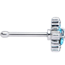 Load image into Gallery viewer, 20G 1/4 Aqua CZ Gem Sassy Snowflake Christmas Nose Bone
