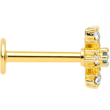 Load image into Gallery viewer, 16G 5/16 Blue CZ Gold Tone Snowflake Christmas Labret Tragus
