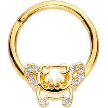 将图片加载到图库查看器，16G 3/8 Clear Gem Gold Tone Flying Pigs Hinged Segment Ring
