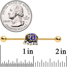 Load image into Gallery viewer, 14G Gold Tone Rococo Elephant Industrial Barbell 38mm

