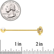 Load image into Gallery viewer, 14G Clear Gem Gold Tone Egg Chick Industrial Barbell 38mm
