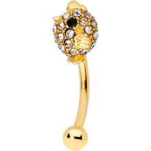 Load image into Gallery viewer, 16G 5/16 Clear Gem Gold Tone Spring Chick Curved Eyebrow Ring

