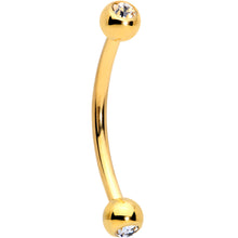 Load image into Gallery viewer, 16G 1/2 Clear Gem Ball End Gold Tone Curved Barbell
