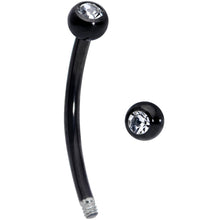 Load image into Gallery viewer, 16G 1/2 Clear Gem Ball End Black Curved Barbell
