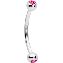 Load image into Gallery viewer, 16G 1/2 Pink Gem Ball End Curved Barbell
