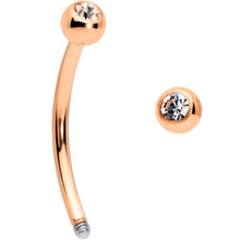 Load image into Gallery viewer, 16G 1/2 Clear Gem Ball End Rose Gold Tone Curved Barbell
