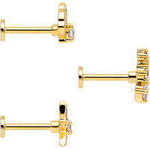Load image into Gallery viewer, 16G 5/16 Clear CZ Gem Gold Tone Nautical Labret Tragus Set of 3
