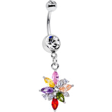将图片加载到图库查看器，Clear Red Pink Gem Cluster Dangle Belly Ring
