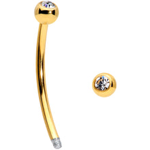 Load image into Gallery viewer, 16G 9/16 Color Gem Ball End Gold Tone Curved Barbell
