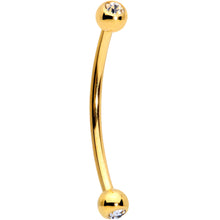 Load image into Gallery viewer, 16G 5/8 Clear Gem Ball End Gold Tone Curved Barbell
