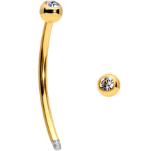 Load image into Gallery viewer, 16G 5/8 Clear Gem Ball End Gold Tone Curved Barbell
