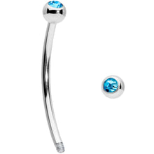 将图片加载到图库查看器，16G 5/8 Aqua Gem Ball End Curved Barbell
