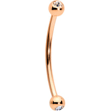 Load image into Gallery viewer, 16G 5/8 Clear Gem Ball End Rose Gold Tone Curved Barbell
