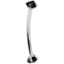 将图片加载到图库查看器，16G 9/16 Black CZ Gem End Curved Barbell

