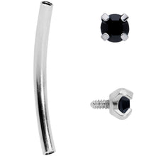 将图片加载到图库查看器，16G 9/16 Black CZ Gem End Curved Barbell
