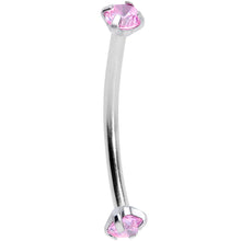 Load image into Gallery viewer, 16G 9/16 Pink CZ Gem End Curved Barbell
