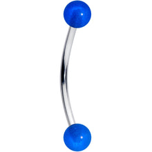 Load image into Gallery viewer, 16G 9/16 Blue Glow in the Dark Ball End Curved Barbell
