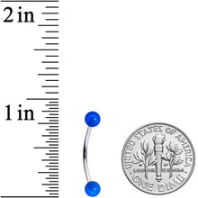Load image into Gallery viewer, 16G 9/16 Blue Glow in the Dark Ball End Curved Barbell
