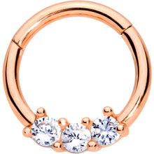 将图片加载到图库查看器，16G 5/16 Clear CZ Gem Rose Gold Tone Trio Hinged Segment Ring
