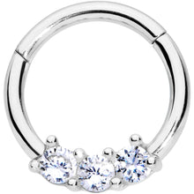 将图片加载到图库查看器，16G 5/16 Clear CZ Gem Trio Hinged Segment Ring
