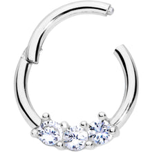将图片加载到图库查看器，16G 5/16 Clear CZ Gem Trio Hinged Segment Ring
