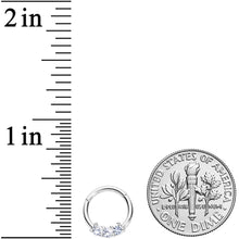 将图片加载到图库查看器，16G 5/16 Clear CZ Gem Trio Hinged Segment Ring
