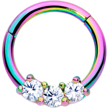 Load image into Gallery viewer, 16G 5/16 Clear CZ Gem Rainbow Trio Hinged Segment Ring
