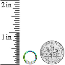 Load image into Gallery viewer, 16G 5/16 Clear CZ Gem Rainbow Trio Hinged Segment Ring
