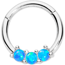 将图片加载到图库查看器，16G 5/16 Blue Synthetic Opal Trio Hinged Segment Ring
