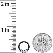 Load image into Gallery viewer, 16G 5/16 White Synthetic Opal Black Trio Hinged Segment Ring
