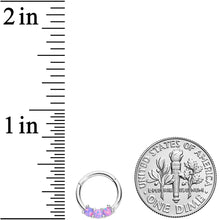 Load image into Gallery viewer, 16G 5/16 Purple Synthetic Opal Trio Hinged Segment Ring
