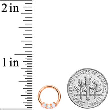 Load image into Gallery viewer, 16G 5/16 White Synthetic Opal Rose Gold Tone Hinged Segment Ring
