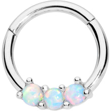 将图片加载到图库查看器，16G 5/16 White Synthetic Opal Trio Hinged Segment Ring
