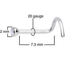 Load image into Gallery viewer, 20G Clear 2mm Grade 23 Titanium Press Fit Left Side Nose Screw

