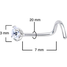 Load image into Gallery viewer, 20G 7mm Clear 3mm CZ Gem Grade 23 Titanium Left Nose Ring Screw
