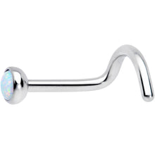 Load image into Gallery viewer, 18G 7mm White 3mm Synthetic Opal Titanium Left Nose Ring Screw
