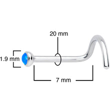将图片加载到图库查看器，20G 7mm Blue 2mm Synthetic Opal Titanium Left Nose Ring Screw
