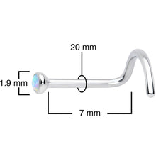 Load image into Gallery viewer, 20G 7mm White 2mm Synthetic Opal Titanium Left Nose Ring Screw

