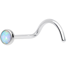 Load image into Gallery viewer, 20G 7mm White 3mm Synthetic Opal Titanium Left Nose Ring Screw
