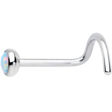 Load image into Gallery viewer, 20G 7mm White 3mm Synthetic Opal Titanium Left Nose Ring Screw
