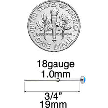 Load image into Gallery viewer, 18G 3/4 Blue 3mm Synthetic Opal Titanium Fishtail Nose Ring
